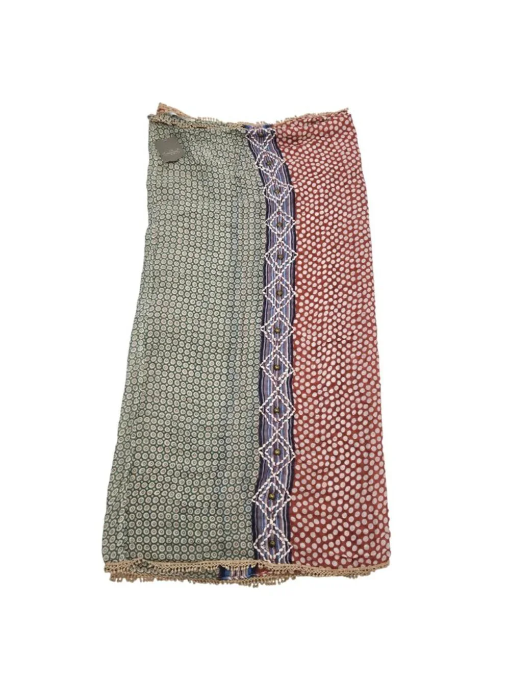 NWT Anthropologie 100% Rayon Dot Print Embroidered Infinity Scarf